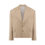 Men’s Beige Tailored Suit with Subtle Floral Detail
