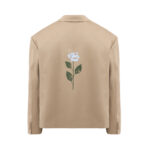 Men’s Beige Tailored Suit with Subtle Floral Detail - Image 2