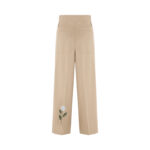 Men’s Beige Wide Leg Pants with Floral Detail - Image 2